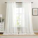 Dreaming Casa White Sheer Curtains 96 Inches Long, Rod Pocket & Back Tab Light Filtering Textured Sheers for Living Room Bedroom, 2 Panels, Each 52" W x 96" L