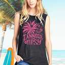Tank Top for Women Sunset Coconut Tree Tank Beachy Party Vest Hawaiian Family Vacation Trip Sleeveless Tops (XL)