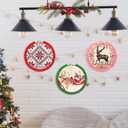 AceOrbit 3 Pcs DIY Christmas Paint Craft Kit Beaded Embroidery Hoop Frame with DIY Paint 8 Inch Boho Wooden Beaded Round Hoop Frame Christmas Crafts for Adults Ideal Painting Decoration