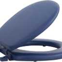 Soft Standard Vinyl Toilet Seat, Navy - 17 Inch Soft Vinyl Cover with Comfort Foam Cushioning - Fits All Standard Size Fixtures - Easy to Install Fantasia by Achim Home Decor
