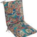Set of 4 Outdoor Dining Chair Cushions, Comfort Patio Seating Cushions, 44 x21x4.5 inch, Single Welt and Zipper (Blue Trumpet Flowers), 4 Pack