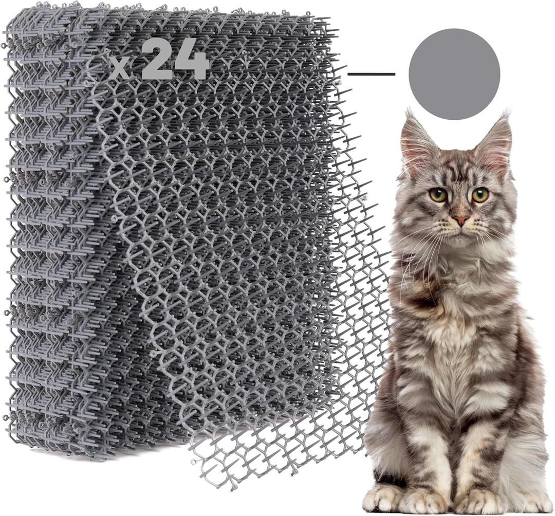 Petfolio 24 Pack Scat Mat for Cats - 16.5 x 13.4 Inch Cat Spike Mat with 1 Inch Spikes is A Perfect Pet Training Mats for Cat Repellent Indoor & Outdoor. Keep Cats Away All Year Round