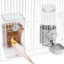 No Mess Bird Feeder Water Dispenser Set, Bird Feeder for Cage, Cage Accessories for Cockatiels, Finches, Budgies and Canaries (grey)