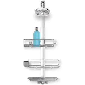 simplehuman Adjustable and Extendable Shower Caddy Large, Stainless Steel and Anodized Aluminum