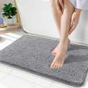 OLANLY Bathroom Rugs 35x24, Extra Soft Absorbent Chenille Bath Rugs, Rubber Backing Quick Dry, Machine Washable Bath Mats for Bathroom Floor, Tub and Shower, Home Decor Accessories, Grey