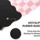 L-SPOUTTO Pink Mouse Pad,Geometric Desk Mat XXL Large Scalloped Gaming Mousepad,35.4x15.7in Non-Slip Rubber Base Keyboard Pad Waterproof Desktop Mat for Laptop Computer Game Home Office-Checkered