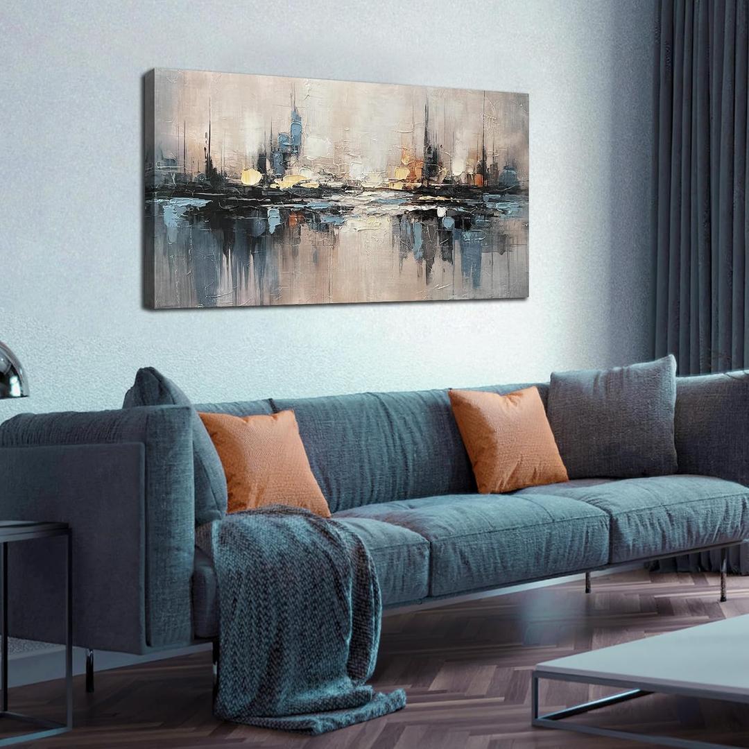 Abstract Canvas Wall Art Blue and Gray City Wall Decor for Living Room
20 x 40 Inches Home Office Decor,Modern Painting Wall Art for Bedroom,Minimalist Pictures for Living Room