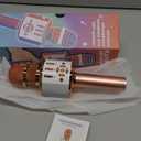 Amazmic Karaoke Microphone for Adults, Wireless Bluetooth Microphone for Singing Portable Karaoke Machine Handheld with LED Lights, Gift for Kids Adults Birthday Party, Home KTV(Rose Gold)