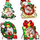 Christmas Picture Frame - Christmas Frames 4x6 with Cute Xmas Patterns for Wall Hanging & Desk Decor, Display Photo Frames with High Definition Acrylic Front Gift Ideas Tabletop Home Decorative, 4 Pack