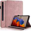 Case for Samsung Galaxy Tab S10 Plus 2024/Tab S9 Plus/S9 FE Plus 12.4 Inch 2023 PU Leather Folio Cover Multi-Angle Viewing with Card Slot Pen Holder for SM-X820/X826B/X810/X816B/X818U/X616B-Rose Gold
