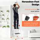 2 Step Ladder, Folding Step Stool with Orange Cushioned Handle, White Sturdy Step Ladder with Wide Anti-Slip Pedal, 900 lbs Capacity Heavy Duty Step Stool with Safety Lock for Kitchen, Home & Garage