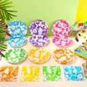 Nitial 240 Pcs Hibiscus Party Plates Napkins Hawaiian Theme Tableware Set for Luau Table Decorations Supplies Tropical Dessert Plates Forks for Aloha Summer Beach Party, Serve 48 Guests