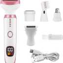 Electric Razors for Women, Bikini Trimmer for Women 5 in 1 Body Shaver for Nose Hair Face Eyebrow Arms Legs Armpit Underarm Pubic Area, Replaceable Lady Facial Razor Painless USB Charge Female Gift