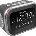 Sharp Big Bang Super Loud Alarm Clock for Heavy Sleepers, 6 Extremely Loud Wake Up Sounds: Rooster, Bugle, Nagging Mom, Jackhammer, Siren, Beep Up to 115db Volume, Silver/Black with White LED Display