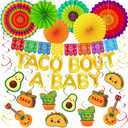 22Pcs Taco Bout a Baby Decorations Banners Paper Fans Hanging Swirls Mexican Fiesta Cinco De Mayo Birthday Baby Shower Party Decor Supplies