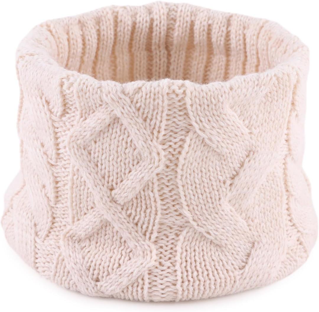 JANGANNSA Winter Kids Scarf Warm Children Neck Warmer Reversible Boys Girls Knitted Scarves (Beige)