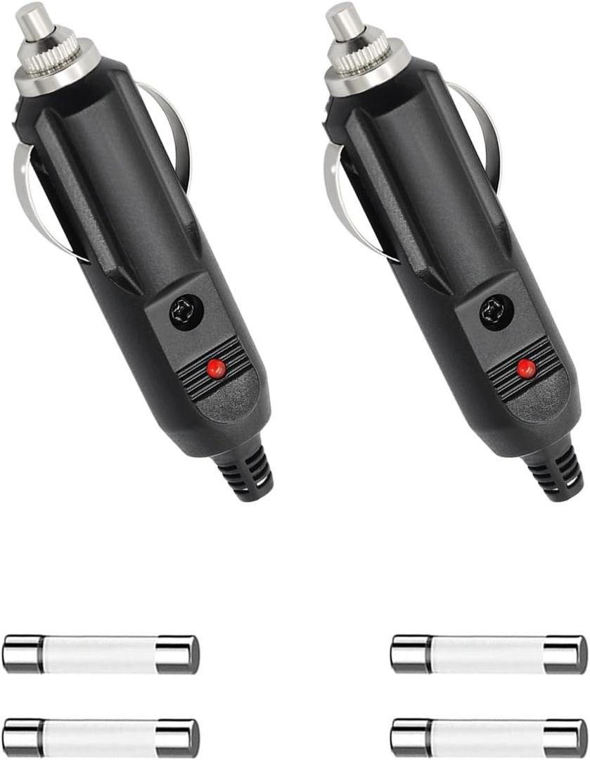 2PCS Cigarette Lighter Male Plug, 12V/24V Aux Socket Plug with 15A/20A Fuse, LED Indicator, Car Cigarette Lighter Plug