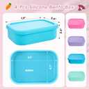 Layhit 4 Pcs Silicone Bento Box Lunch Box for Adult, 23.7 oz Reusable Sandwich Containers Food Storage with Lids Airtight for Lunch Meals Snacks, Dishwasher Freezer Safe (Fluorescent Multicolor)