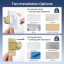ENJOYBASICS No Drill Curtain Rods for Window 28 to 47 Inches, 5/8 Inch Diameter Renter Friendly Drapery Rod with Adhesive Brackets without Drilling, Adjustable from 27 to 52 Inches, Gold