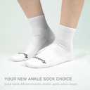 Womens Cotton Ankle Socks with Comfy Cushioned Bottom and Arch Compression, Running, Sports, Works (6 Pairs) (White)