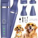 oneisall Dog Clippers & Dog Paw Trimmer 4-in-1 Cordless Grooming Kit: 2-Speed Low Noise Clippers with Rechargeable Quiet Nail Grinder for Dogs & Cats (Blue)