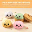 Dumpling Squishy Fidget Toys for Adults and Kids, Cute Steamer Basket Design with Squeezable Bun Stress Relief Toys, 3.5'' Big Stress Balls with Cute Smile Face (White 1 PC)