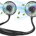 2 x Neck Fan, Hand Free Portable Neck Fans For Women, Kids, and Men, 3 Speed Adjustable Hanging Around Necklace Fan, Rechargeable Battery Operated Wearable Fan Personal Fans Cooling Neck Fan (Black)