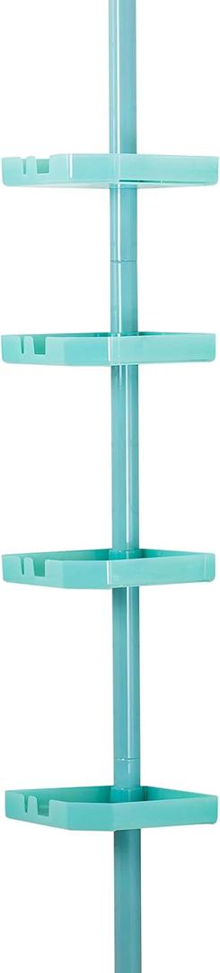 Bath Bliss 4 Tier Tensions Corner Shower Caddy | Shelves | Adjustable 48-101 | Bathroom Organizer | Bathtub and Shower Stall | Holds Large Bottles | Soap | Shampoo | Washcloths | Seaglass