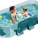 Flamaker Above Ground Pool Foldable Non-Inflatable with 3 drains Outdoor Swimming Pool with Hard Plastic Shell Portable Pool for Backyard Garden(Light Green, 100" x 52.76" x 19.88")