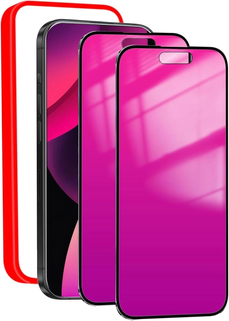 2 Pack Privacy Screen Protector for iPhone 17 Air Anti-Spy Tempered Glass Gradient Colorful 17Air Mirror Effect Full Coverage Anti-Bluelight Anti-Bubble Alignment Frame 6.5 Inch (Pink)