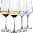 Wine Glasses Set of 4, Sturdy Crystal Wine Glasses for White wine, 14oz Modern Wine Glasses with Thin Rim, Short Stem, Gifts for birthday, housewarming, wedding, Valentine's Day