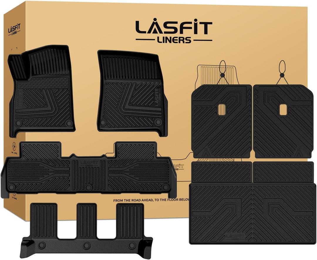 LASFIT Floor Mats for Rivian R1S 2022-2024, with Cargo & Backrest Mats