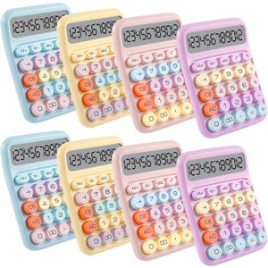 8-Pack Mechanical Keypad Calculator with Big Buttons, 12-Digit Large LCD Display Desktop Calculator, Cute Pastel Color Calculators for Students, Teachers & Office (4 Soft Colors)