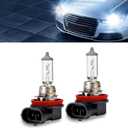 Pack-2 Car H11 Halogen Bulb, 12V 55W Quartz Light Car Low/High Beam Light Replacement, Plug and Play Bulb, Universal Lighting Accessories for Cars (White)