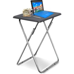 Garden 4 you Folding TV Tray Table/TV Dinner Trays Tables for Eating,Stable Tv Trays Table 25In, Folding Tray Side Table, Foldable Snack Tables for Bed & Sofa, 15 x 18.9 x 26 in (Grey,1PC)