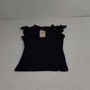 VICHYIE Summer Womens Shirt Short Ruffle Sleeve V Neck/Round Neck Ribbed Casual Tshirt Fitted Tops Blouses, Small, Black
