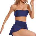 Bellecarrie High Waisted Swim Skirt with Pockets Tummy Control Tennis Golf Mini Skirt with Shorts for Women (Blue, S)
