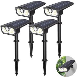 Bright Solar Spot Lights Outdoor Motion Sensor,3 Modes Solar Motion Sensor Outdoor Lights,Waterproof Solar Lights Outdoor,LED Garden Landscape Spotlights for Yard Pathway Driveway Walkway Wall(4Pack)