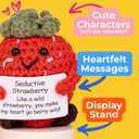 Flirty Berry Pack  Crochet Stuffed Berries Bulk Variety Pack w/Stand (5 pc). Handmade Crochet Figurines Decor - Desk, Office, Coworker, Friend