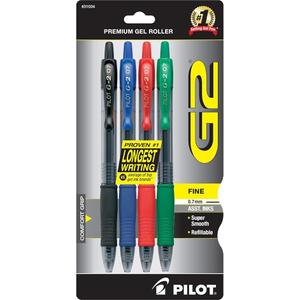 Pilot G2 Retractable Premium Gel Ink Roller Ball Pens, Fine Point, 4-Pack