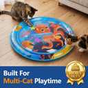 Cat Water Mat with Fish- Thickened Cat Sensory Water Play Mat Toy, Interactive Ocean Breeze Splashland with Floating Fish and 2 Balls for Cats & Kittens, Indoor Pet Water Bed Play Mat-Round