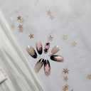 24 Pcs Cute Press on Nails Medium Almond Fake Nails French False Nails with Star Design Stiletto Nail Tips Glossy Glue on Nail Full Cover Stick on Nails for Women Girls Nails Supplies