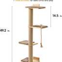 FUKUMARU Cat Scratching Activity Tree Wall Mounted, 50 Inch Cats Scratch Post, with Kitten Bed, Rubber Wood Scratcher Posts, Large