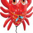 Enesco Allen Designs Lil' Crab Battery-Operated Pendulum Wall Clock, 10.91 Inch, Red