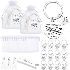 Yinkin 36 Pcs Employee Appreciation Gifts Keychain Bulk Thank You Gifts for College Graduation Staff Teacher Social Worker (White)