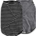 Koneseve Dog Shirt Vest Lightweight Stretchy Dog T-Shirts Soft Cool Sleeveless Stripe Vests Breathable Clothes for Puppy Kitty Cats Small Medium Large Dogs 2 Pack Black + Grey [ 2XL ]
