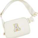 2025 Graduation Gifts for Her Women Girls, Personalized Belt Bag Waist Packs Trendy Fanny Pack Crossbody Bags, Initial White A, Cream Bag