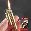 Vintage Trench Lighter, Cool Copper Lighter, Windproof Brass Lighters for Men Dad Husband (Fuel Not Included), Glod