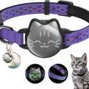 Waterproof Airtag Cat Collar, Breakaway Cat Airtag Collar with Luminous & Reflective Pattern Strap, Lightweight Kitten Collars for Apple Air tag, Hidden Holder for GPS Tracker - Cats, Kittens (9-13")
