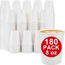 180 Count Paper Cups 8 oz, Disposable Coffee Cups Bulk, Thickened Durable Drinking Cups for Hot or Cold Beverage, Home, Office, Party, Business, Events